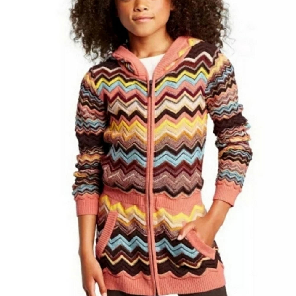 Missoni Classic Orange Creamsicle Chevron Striped Sweater Hoodie